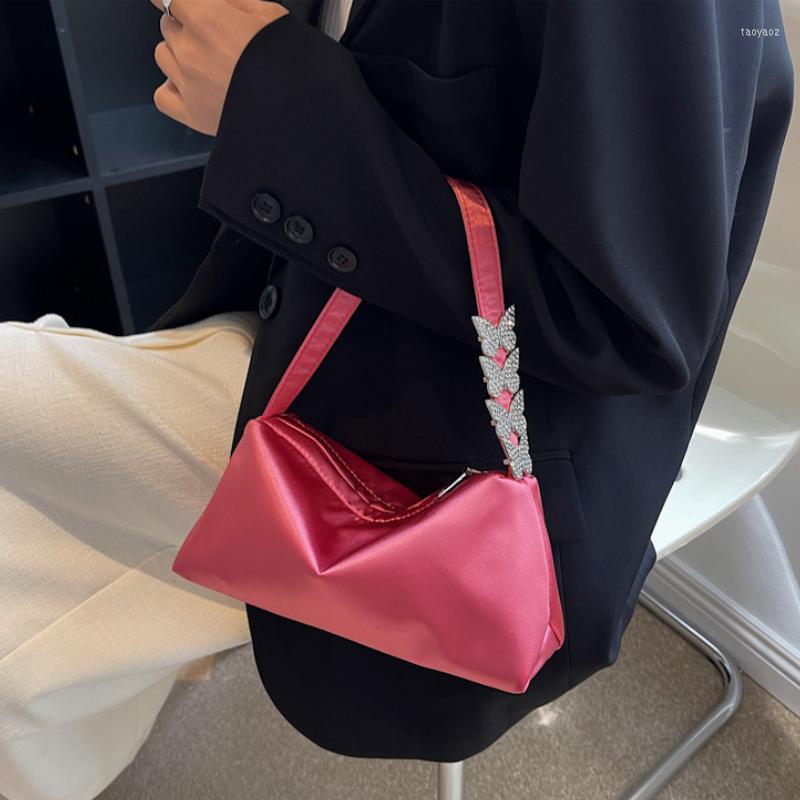 

Evening Bags Inlaid Zircon Underarm Bag Women 2023 Brand French Fashion Design Special Luxury Shoulder Handbag Elegant Ladies, Pink