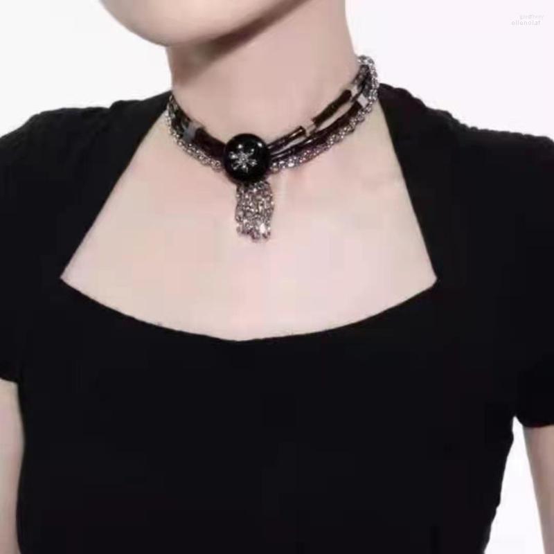 

Choker Chinese Bamboo Geometric Tassel Necklace For Women Cool Trend Personality Dark Clavicle Chain Vintage Fashion Jewelry