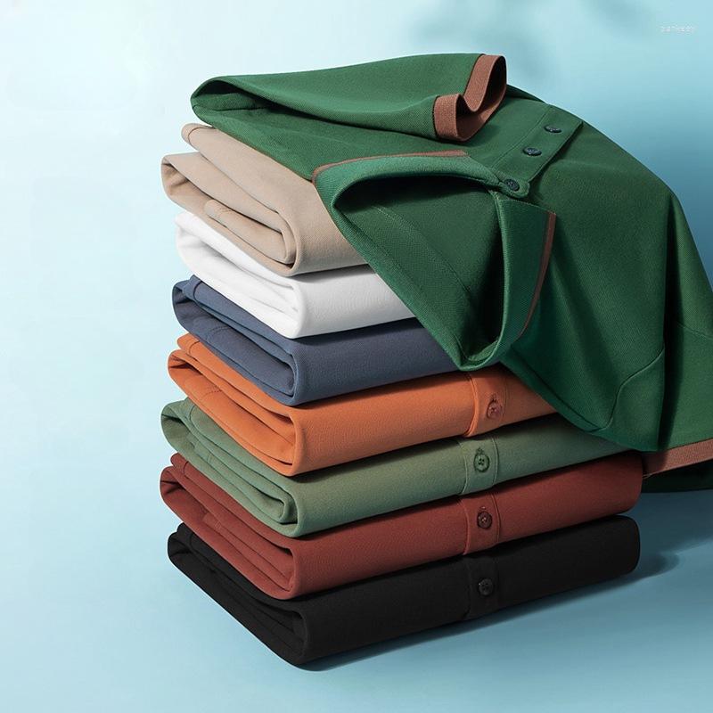 

Men's Polos 2023 Summer Ice Silk Breathable Men T-shirt Casual Business Mens Top Simple Solid Color Male Polo Shirt, Green