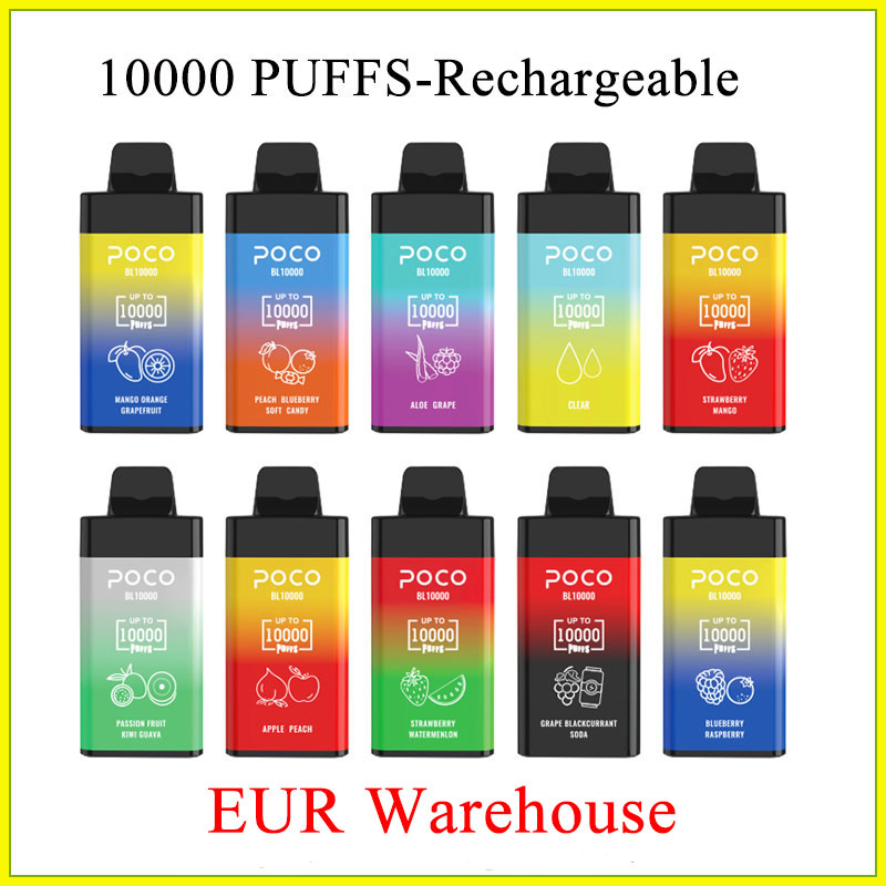 

POCO BL 10000 puffs Electronic Cigarette Disposable vape with rechargeable 650mah Vape Pen battery and 20ml cartridge pod Germany warehouse 10 flavors