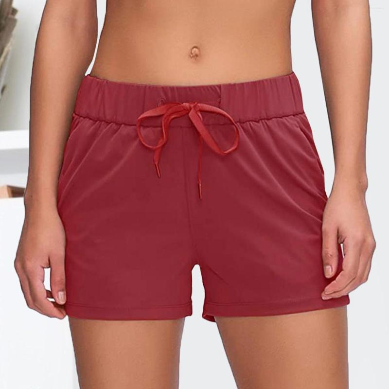 

Active Shorts Drawstring Sport Short Pants With Pockets Womens Gym Athletic Workout Running Sportswear Elastic Waist Pant, Black