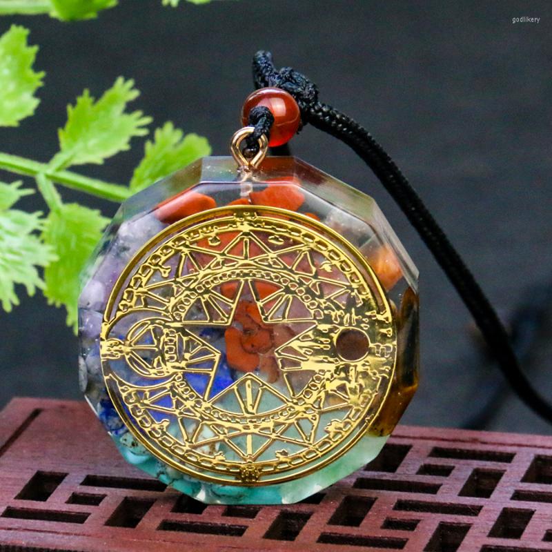 

Pendant Necklaces 7 Chakra Natural Stone Crystal Star Of David Resin Orgonite Ogan Energy Healing Unisex Necklace Women Men Jewelry