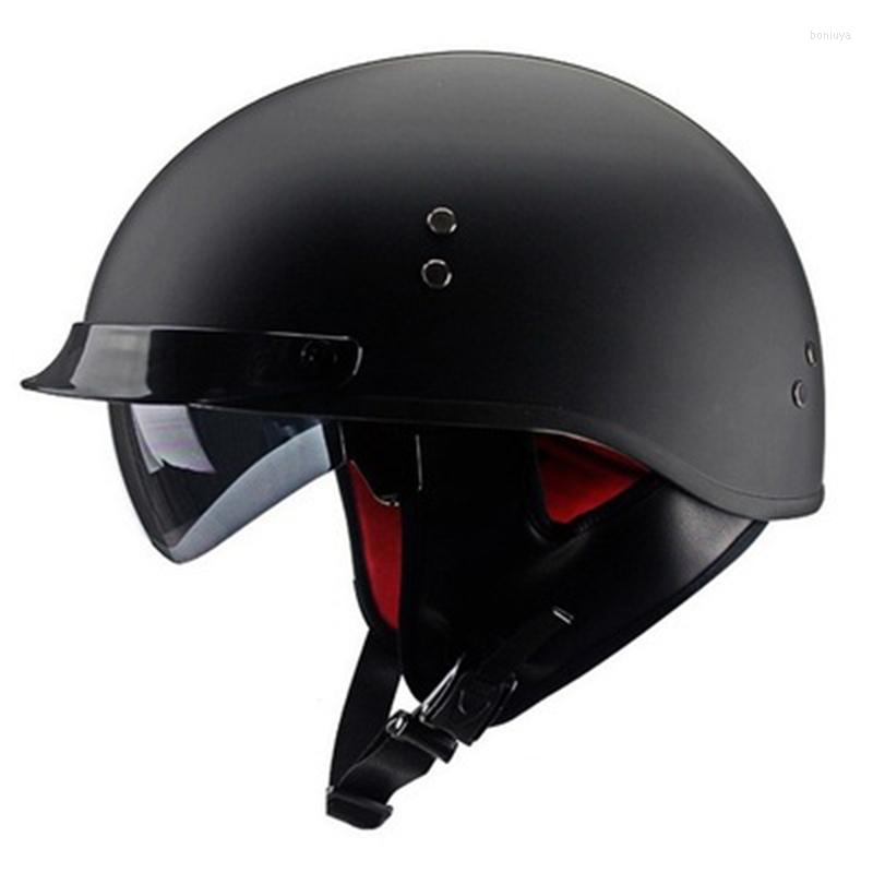 

Motorcycle Helmets Summer Vintage Retro Helmet Moto Casco Capacete Motociclistas Open Face Scooter Biker Built-in Lens Visor Men, C1