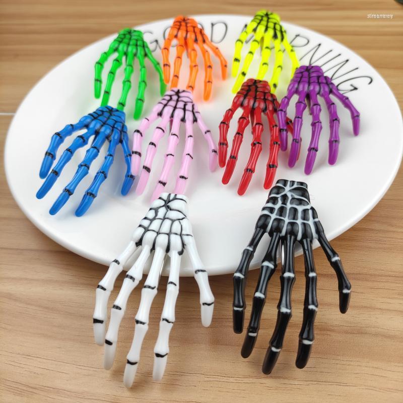 

Hair Clips Skeleton Hand Hairpin For Women Acrylic Multi-color Bones Bloody Luminous Skull Finger Grasping Accessories