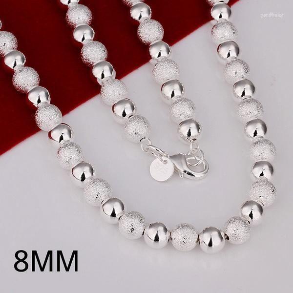 

Chains Wedding Nice Gift N086 S925 Sterling Silver Color Necklaces Pendant Fashion Jewelry 8mm Bean Necklace Cieakzla
