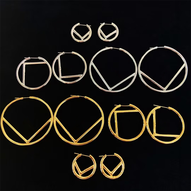 Women Hoops Earrings Designer Fashion Big Letters Hoop Earrings Brands Jewelry Earring With Box-image-880105430