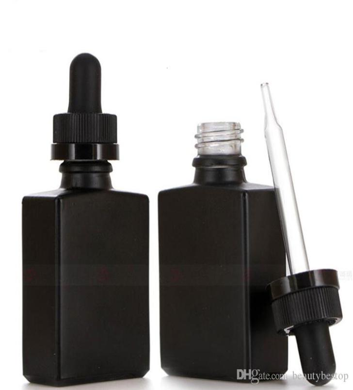 

Whole 30ml matte black square glass dropper bottles for e liquid essential oil glass bottles with pipette dropper 400pcs5691620