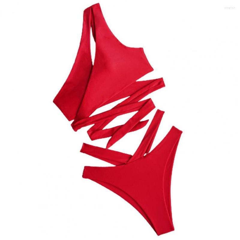 

Women' Swimwear 2 Pcs/Set Women Bikini Set Lace Up Beach Adjustable, Red