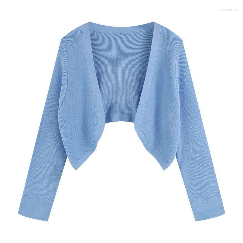 

Women's Knits Short Knitted Cardigan Women's Thin 2023 Spring/Summer Top Design Sensible Strap Overlay With Shawl Long Sleeve Coat, Black