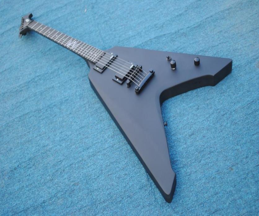 

Custom Heavy Metallic James Hetfield Vulture Satin Matte Black Flying V Electric Guitar Active EMG Pickups 9V Battery Box Black2078173