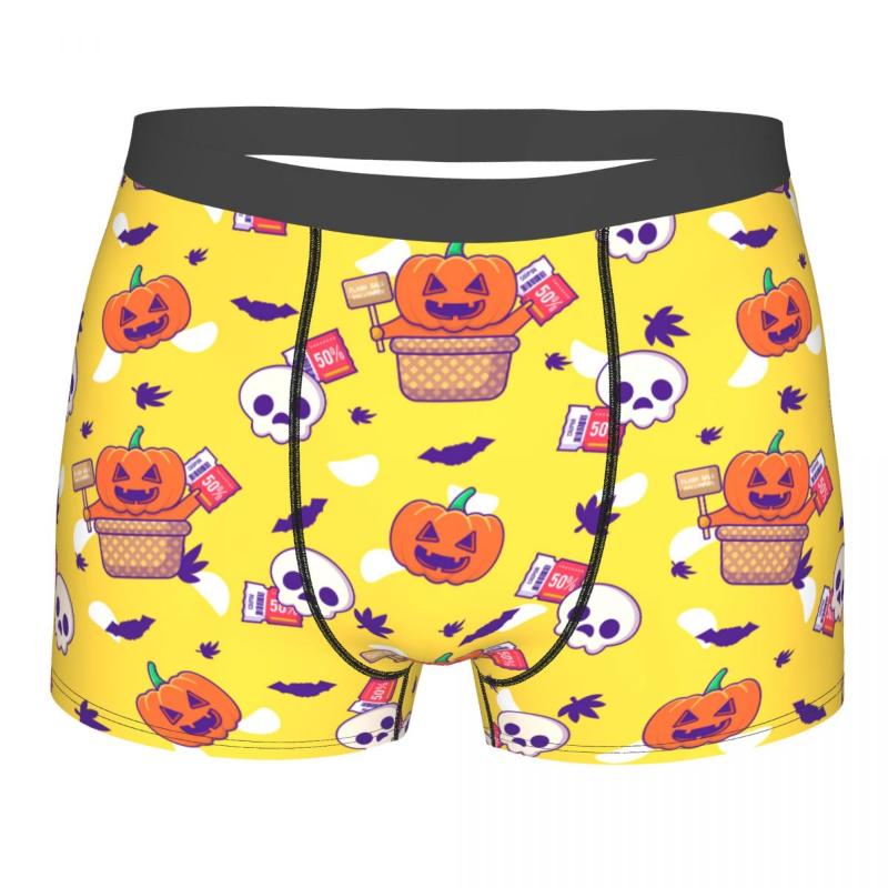 

Underpants Halloween Pumpkin Skull Underwear Funny Sexy Trenky Design Trunk Polyester Sublimation Boy Boxer Brief, Black