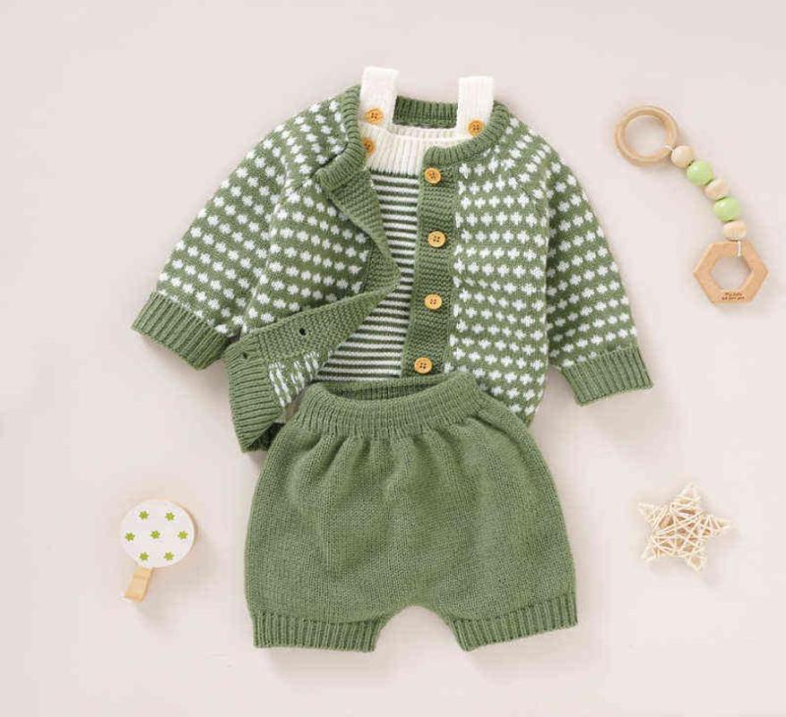 

Baby Clothes Set Knitted Newborn Girls Boys Sweater Vest Short Fashion Dots Toddler Infant Clothing Suit Long Sleeve Outfits A8877178, Crimson