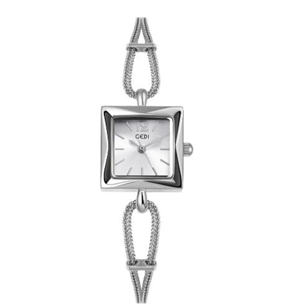 

2023 New women's light luxury, niche, high appearance, high-end feeling, small square plate alloy bracelet, waterproof quartz watch, Silver