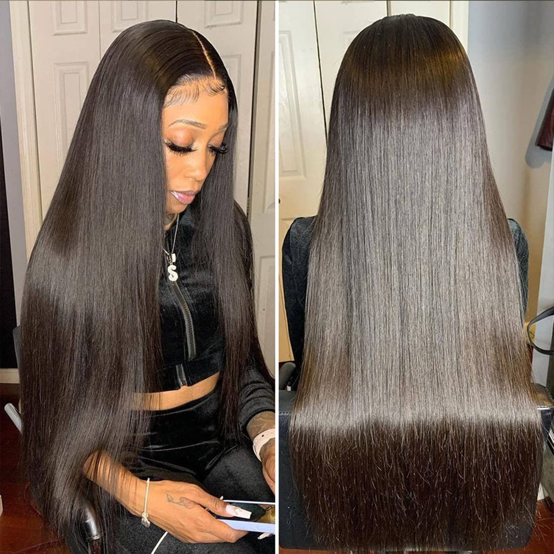 

New Product 26 Inch Straight Lace Front Wig for Women Brazilian Straight Frontal Wig 13X4 HD Transparent Lace Front Human Hair Wigs, Natural color
