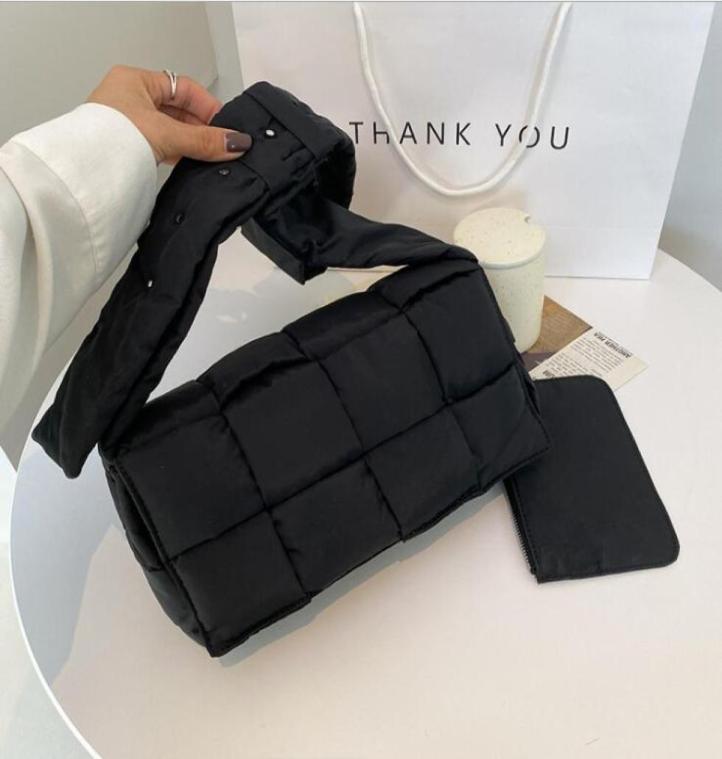 

womens shoulder bags fashion cottonpadded jacket texture woven bag winter simple joker solid color light women backpack personali6680286