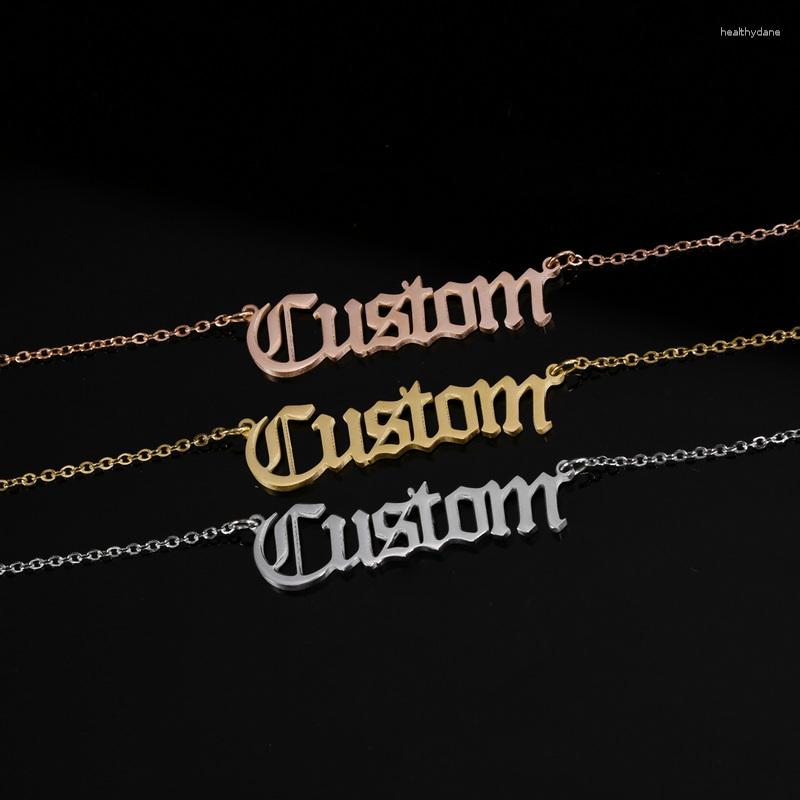 

Pendant Necklaces Personality Stainless Steel Engraved Customized Name Necklace For Women Nameplate Chain Choker Jewelry Birthday Gift