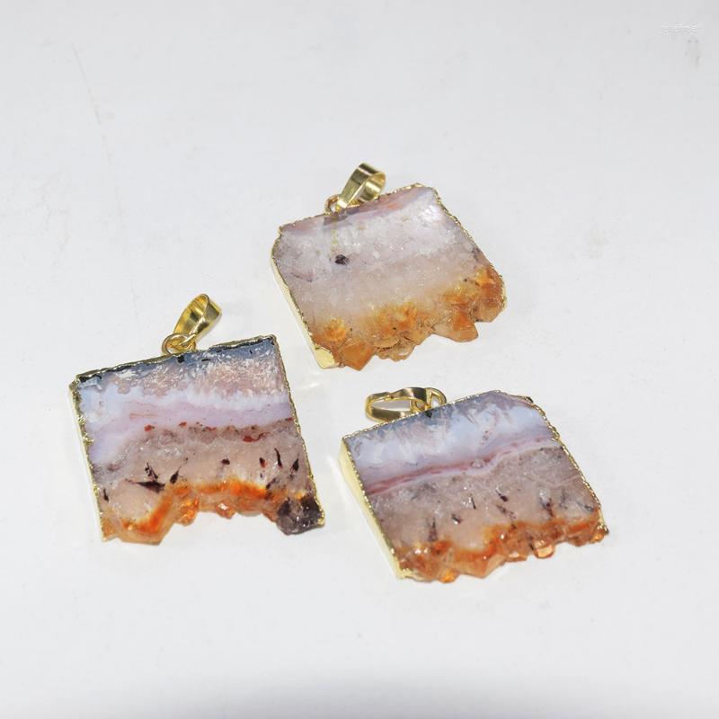 

Pendant Necklaces Natural Real Rough Citrines Slice Gold Healing Femme 2023 Big Rectangle Yellow Crystal Quartz Druzy Stone WomenPendant Gor