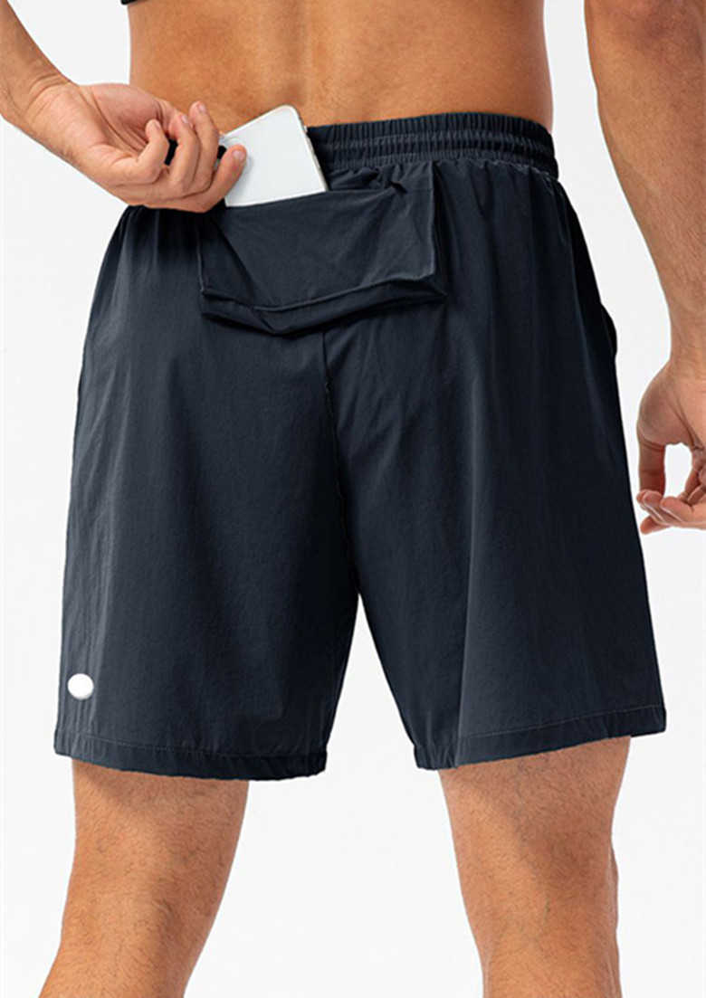 

LL-118 Yoga Men Sports Short Shorts Summer Quick Dry With Back Pocket Mobile Phone Casual Running GymJogger Short Pant Man 23ss, Black