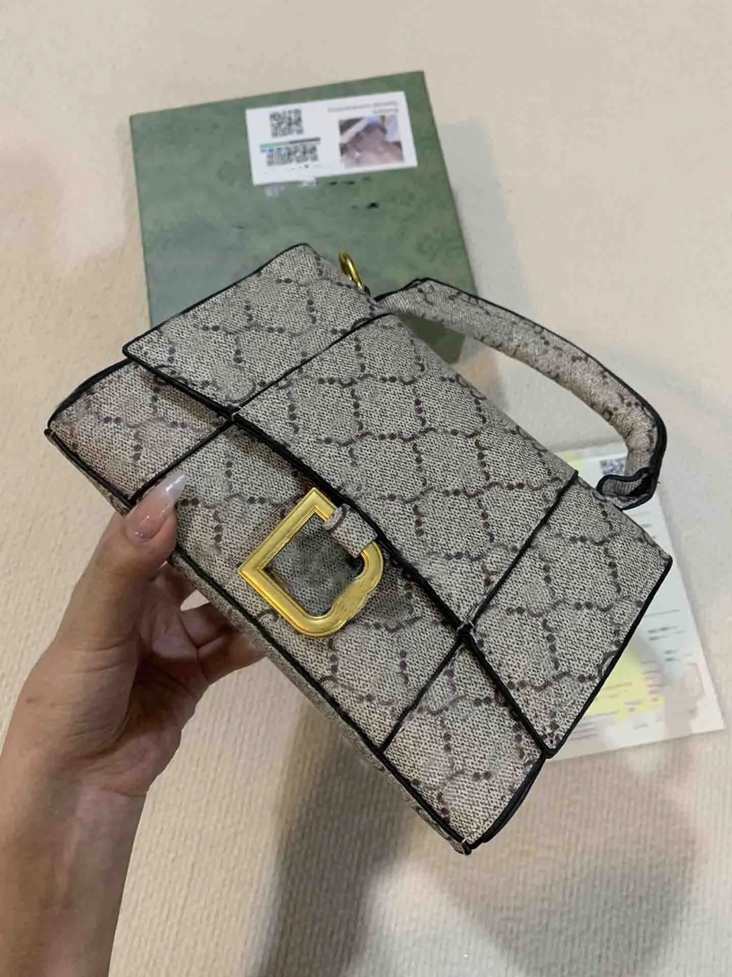 

Female Hourglass Handbag Totes Shoulder Bag Leather High Quality Size 23cm Designer Cross Body Handbags Tote Backpack Messenger Clutch Bags, Brown