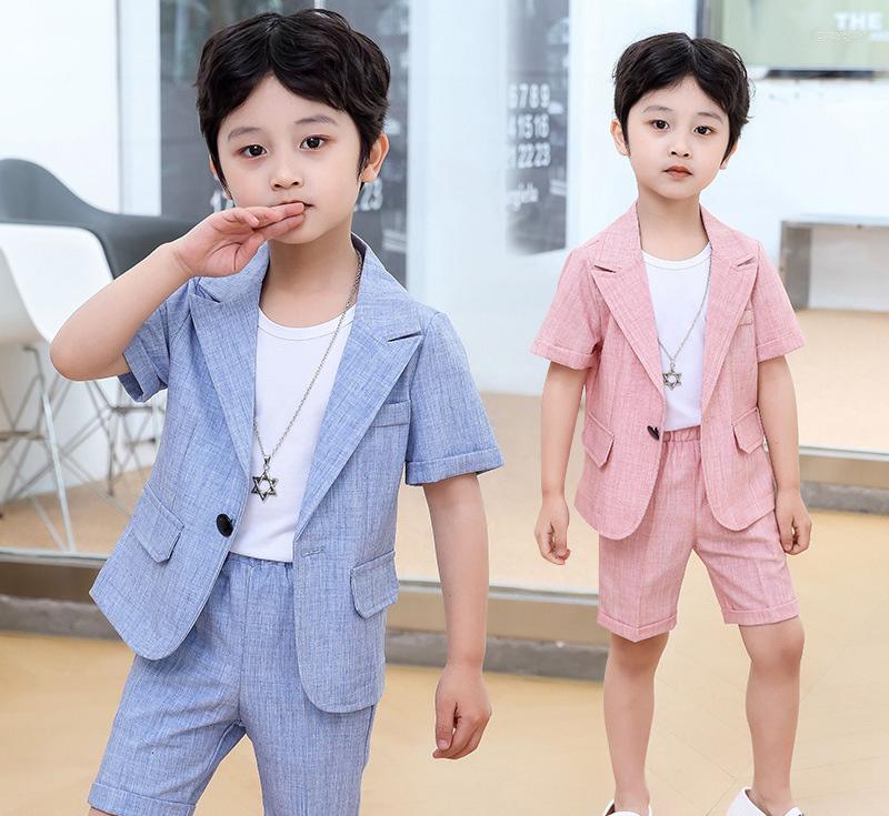 

Clothing Sets Boys Summer Suit Kids Jacket Shorts 2Pcs Pograph Children Birthday Graduation Set Baby Wedding Performance Party Dress