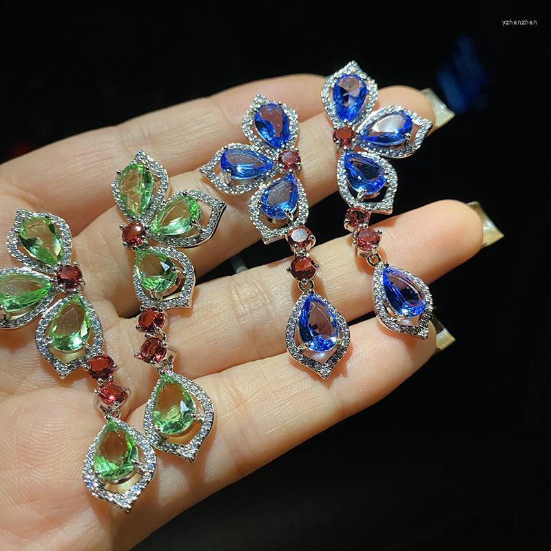 

Dangle Earrings Micro-set Zircon Plated With Real Gold Anti-allergy S925 Silver Needle Female Exquisite