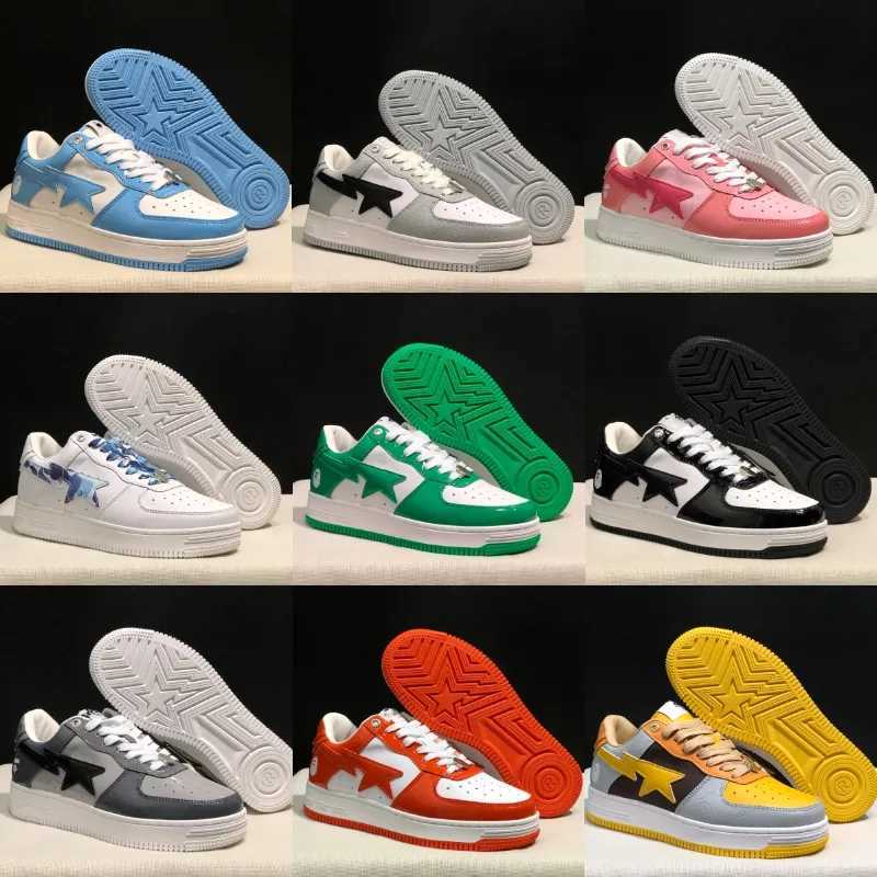 

With Box Bapestas Sta Sneakers Low-Top Sneakers M1 Designer Leather shoe Classic Casual Shoes Fashion Ape Monkey Shape MEDICOM TOY C, 17