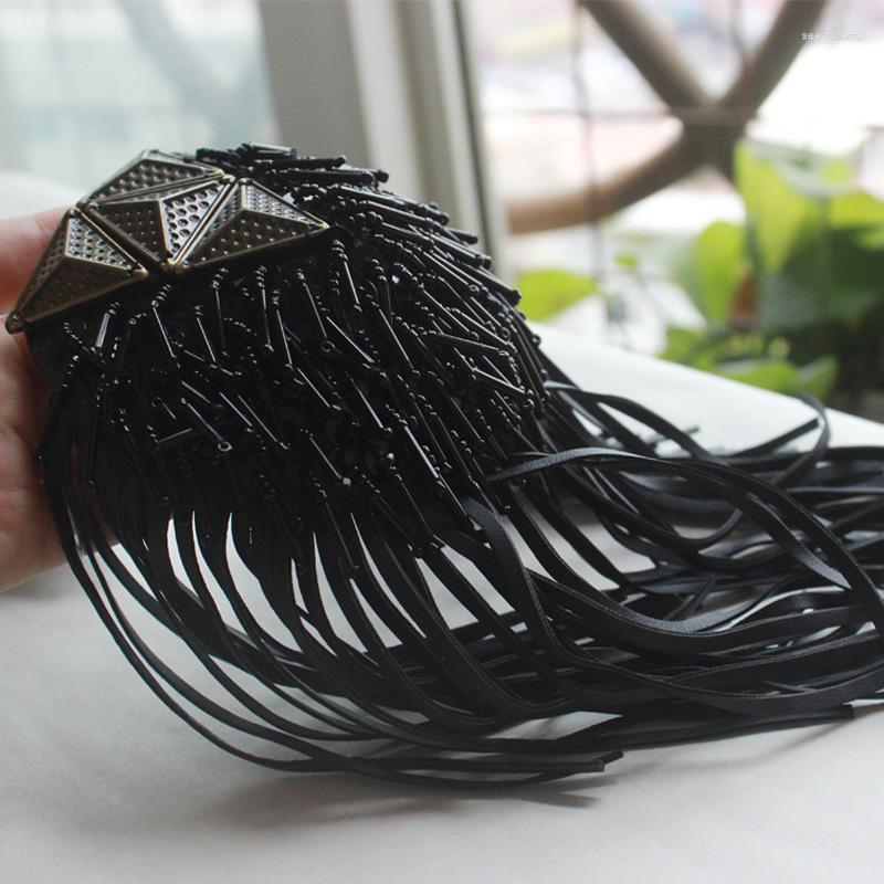 

Brooches Epaulette/epaulet/pin Badge Charreteras/wholesale/kpop Leather Fringed/tassel Vintage Punk Large Black Brooch Women Accessories