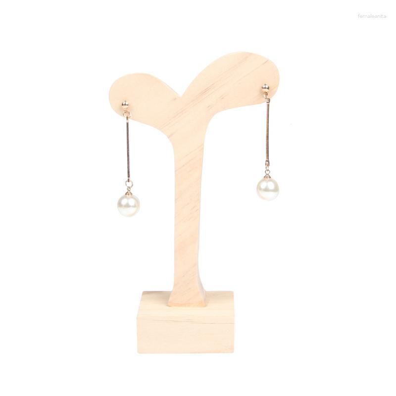 

Jewelry Pouches Wood Bean Sprout Shape Earring Display Holder Stand Props Stud Earrings Rack Storage 15.5cm 9cm