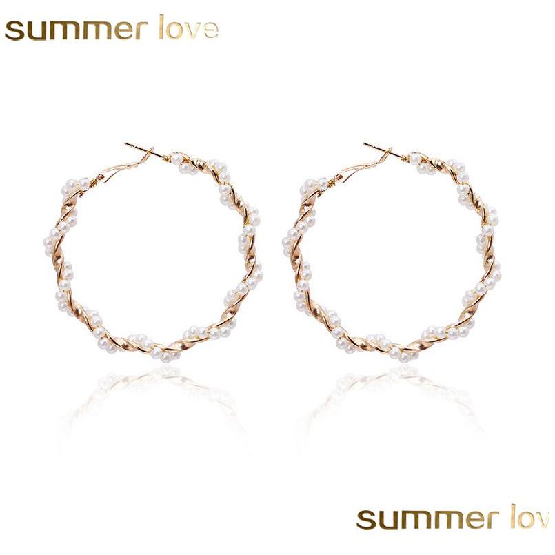

Hoop Huggie Fashion Pearl Earrings For Women Elegant Girls Exaggerates Oversize Circle Ear Rings Summer Beach Jewelry Drop Delivery Dhres