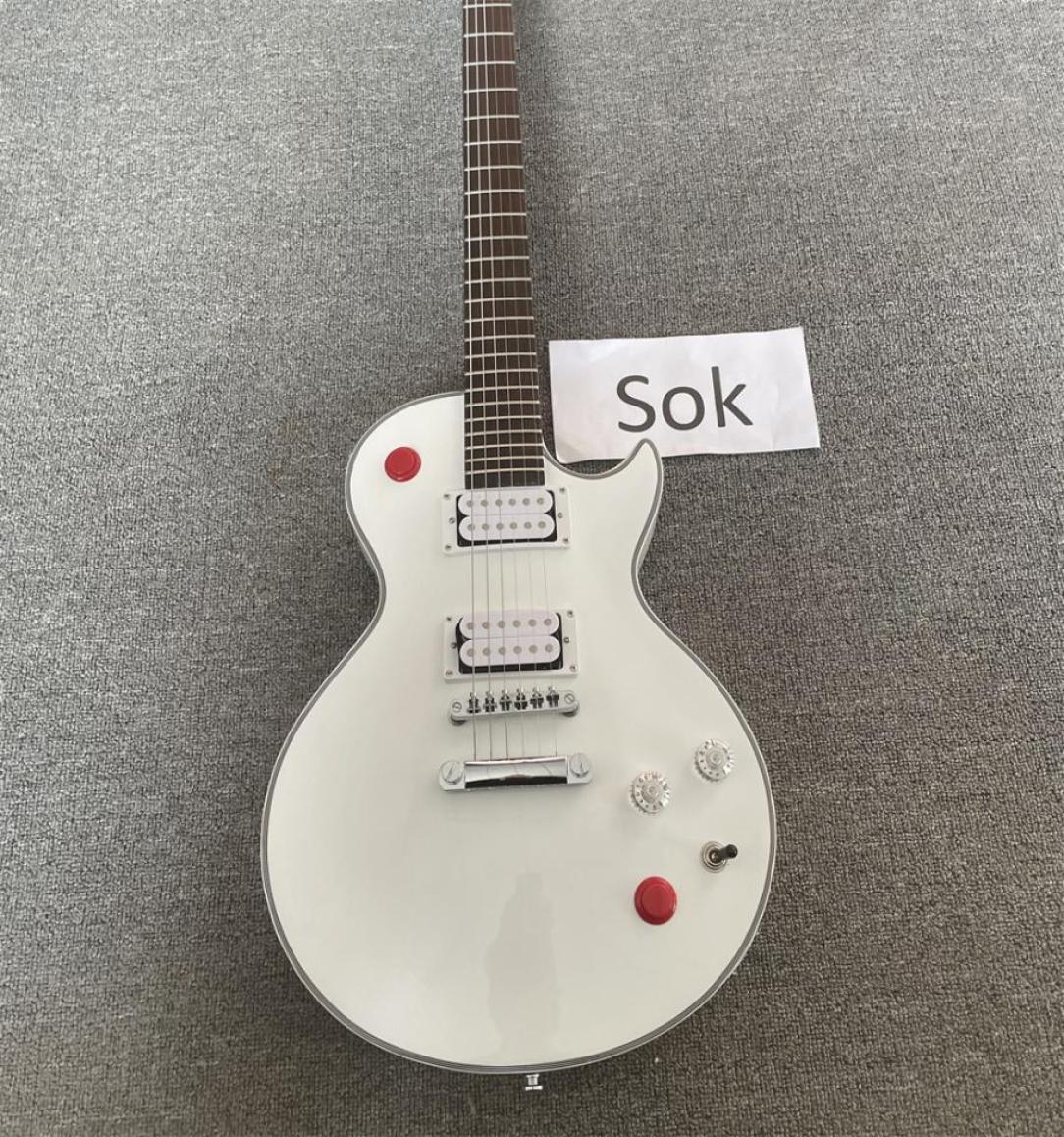 

Rare Kill Switch Buckethead Signature Alpine White Baritone Electric Guitar Red Arcade Button 24 Jumbo Frets No Inlay2445866
