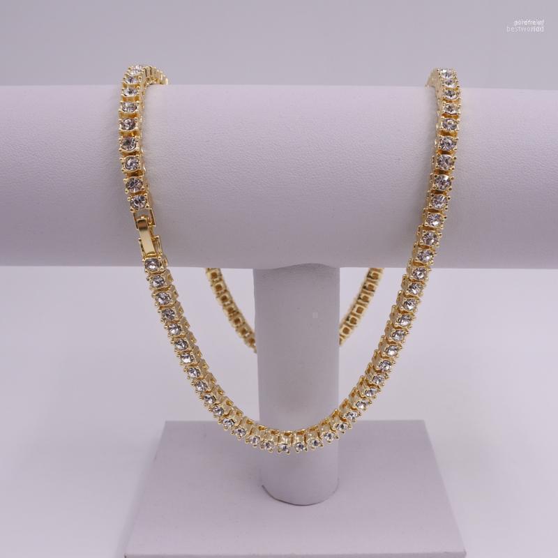 

Chains Hiphop 1 Row Tennis Chain Iced Out Mens Necklace 5mm 4mm 3mm Gold Silver Color Crystal Rhinestone Bling Jewelry Cz Gord22