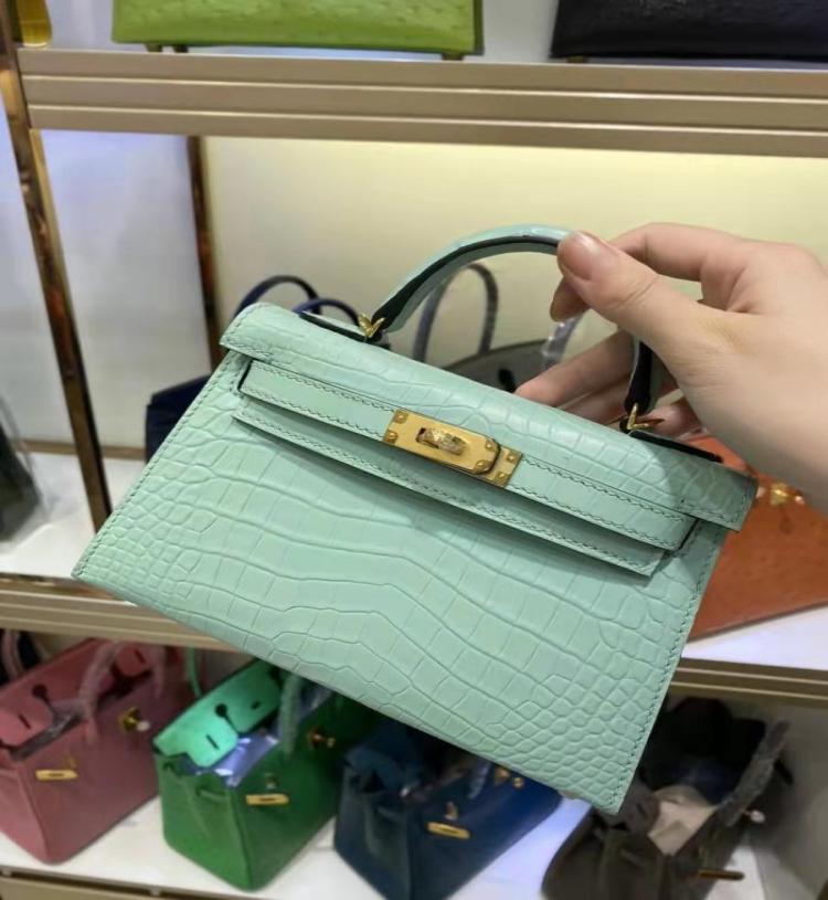 

women bags crocodile matte second generation mini fashion handbag womens ladys shoulder bag imported leather shoulders crossbody 2468168, Sky blue