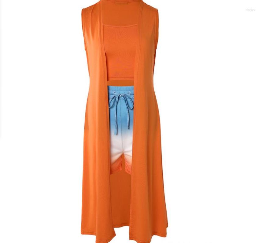 

Women' Tracksuits 2023 Women' Clothes European And American Windbreaker Suspenders Print Gradient Contrast Color Leopard Jacket Shorts