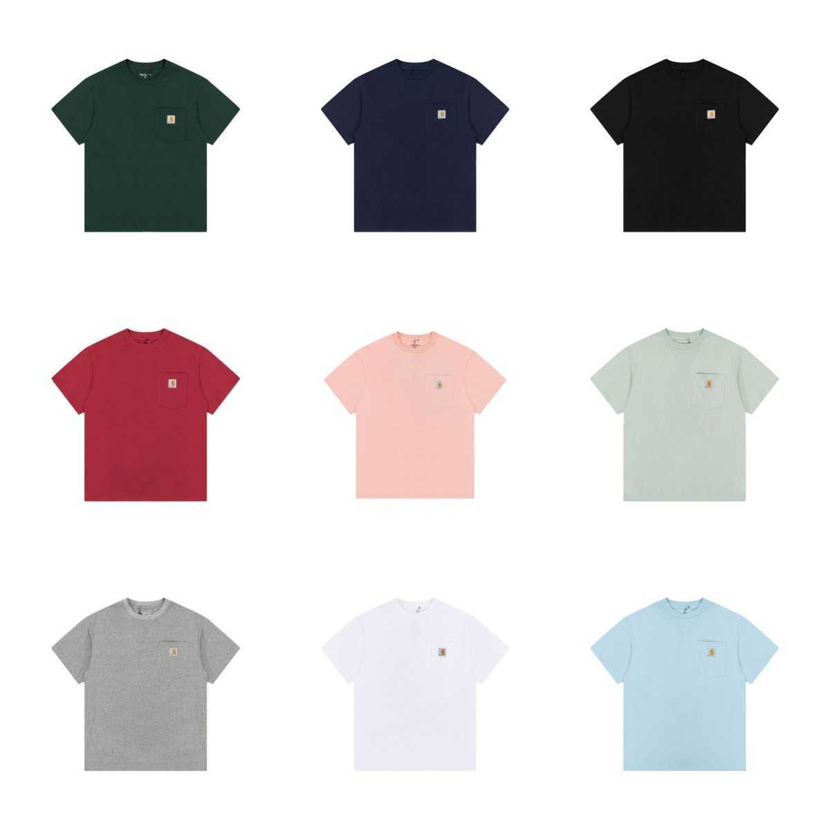 

Fashion Men' and Women' T-shirt Tooling Brand Carhart New Classic Pocket Short Sleeve Classic Loose Round Neck Couple Backing 4rnu Smh6, White