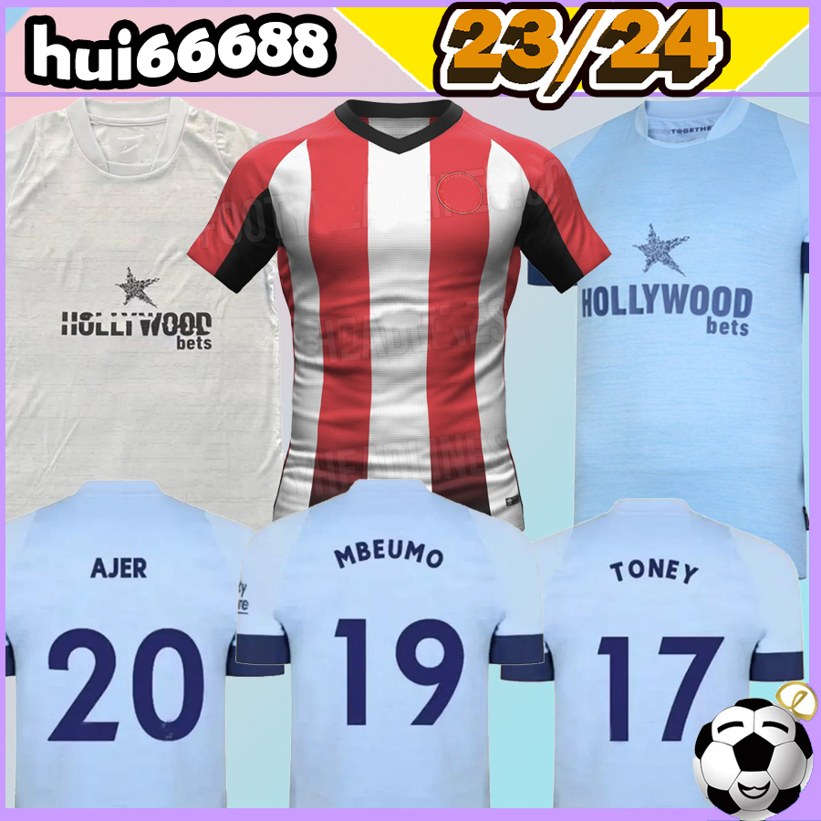 

23/24 Brentfords FC Home Soccer Jerseys 2023 2024 TONEY MBEUMO HENRY Second Men football shirts Men Kids Kit, 23-24 home