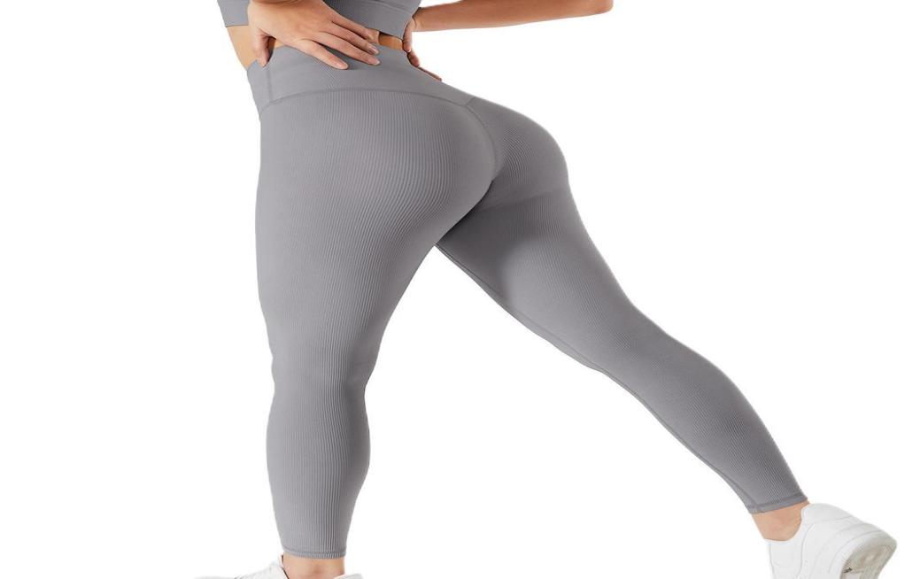

Yoga Outfit Super Elastic High Waist Tummy Control Tights Knitting 5 Colors lu ribbed base pace align Gym Workout Clothes Seam Leg5832384, Blue