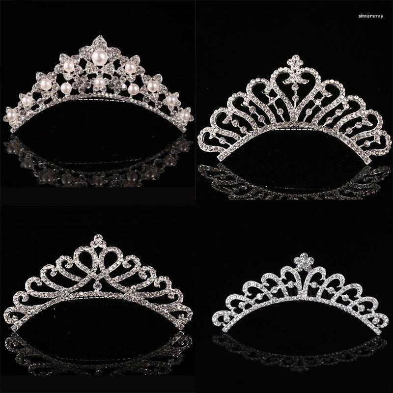 

Hair Clips Bridal Headdress Princess Plug Comb Accessories Rhinestone Alloy Pearl Crown Wedding Jewelry