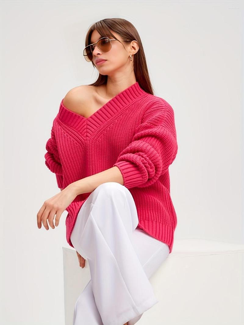 

Women' Sweaters Autumn Winter Women' V-neck Women Knitted Jumpers Christmas Sweater Oversize Pull For, White