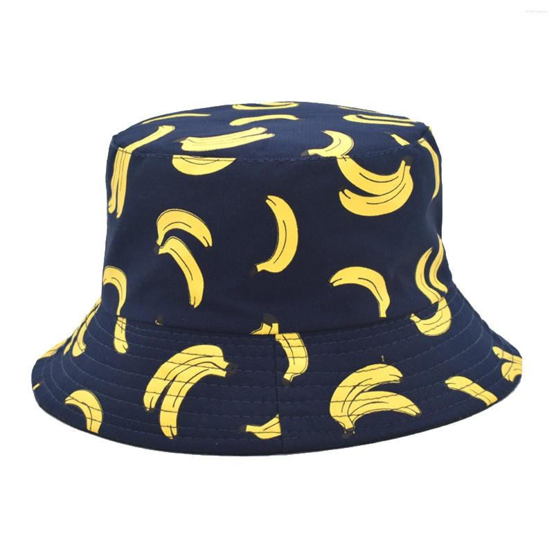 

Berets Fruit Fisherman Hat Womens Cotton Korean Summer Men's Travel Beach Double Sided Pot Mens Hats, White