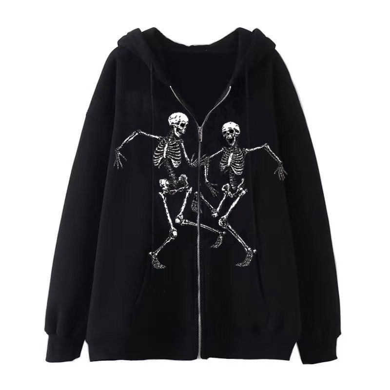 

Sweater Skull Zipper Y2k New Dark Hot Girl Hoodie Trend Casual Coat American Standard, Purple