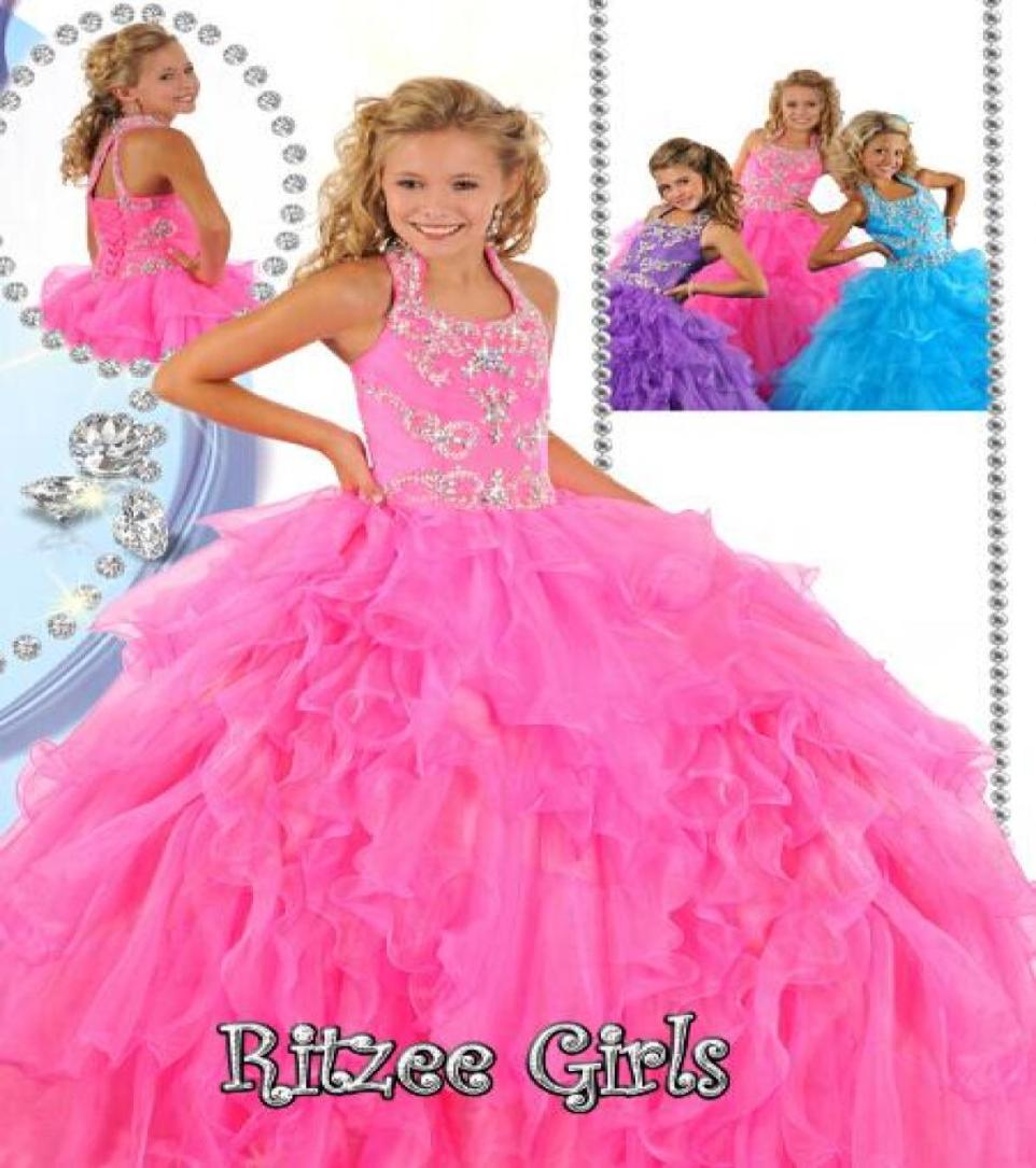 

Halter Beads Ball Gown Kids Party Princess Prom Dresses Ruffled Organza Long Ritzee Girls Pageant Dress Flower Girls Dress Birthda1247459, Royal blue