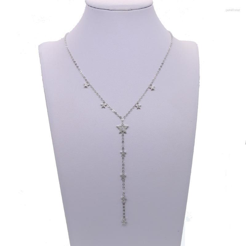 

Chains Lovely Cz Star Charm Long Women Necklace Gold Silver Color Fashion Trendy Jewelry Cubic Zirconia Charming Lariat Chain