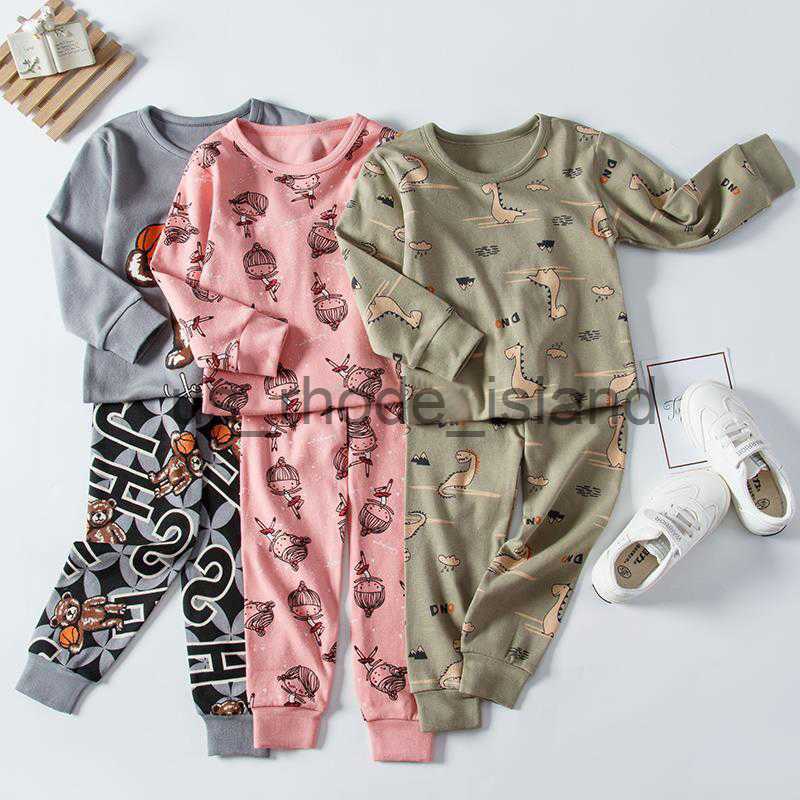 

T-shirts Boys Pajamas Sets Kids Clothes Girls Children's Sleepwear Tops+Pants Long Sleeve Cotton Kids Clothing Sets Homewear Nightwear x0628, Pr999