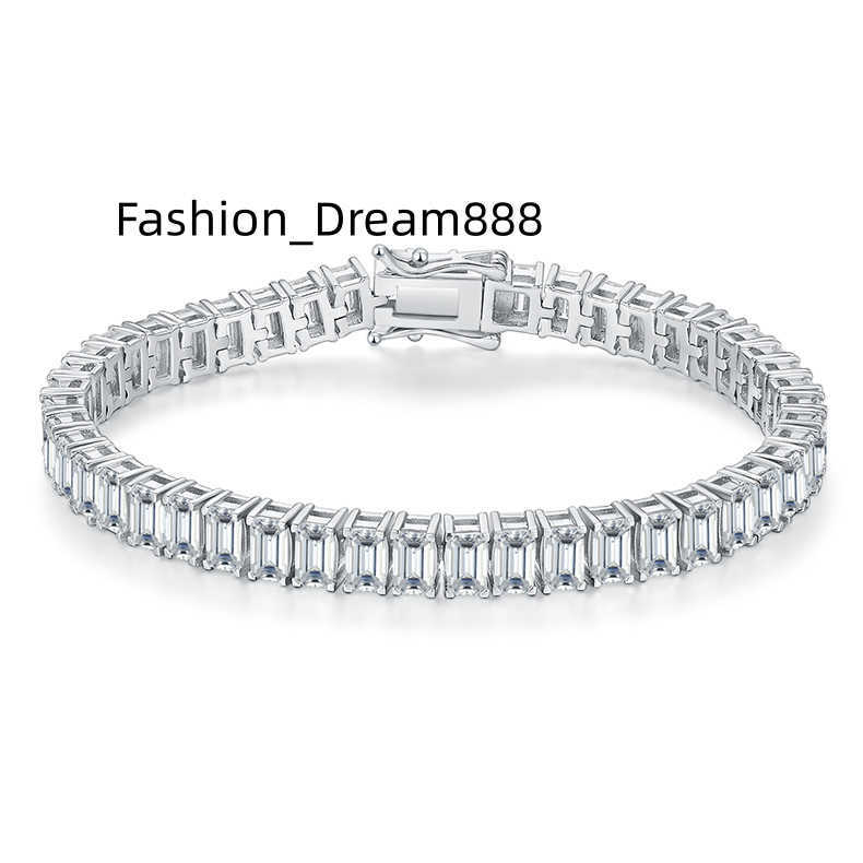

925 silver moissanite bracelet 3*5mm VVS Emerald Cut moissanite tennis bracelet 0.5ct lab diamond tennis chain bracelets
