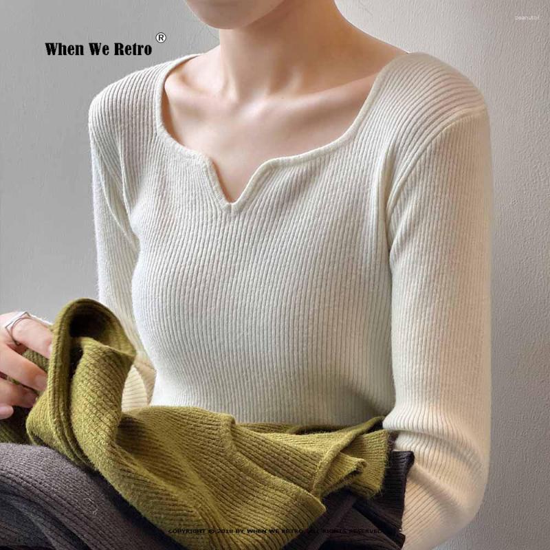 

Women's Sweaters Sweater Woman Autumn Winter 2023 Long Sleeve V Neck Fashion Soft Pullover Women Elegant Casual Tops VD3395, Green