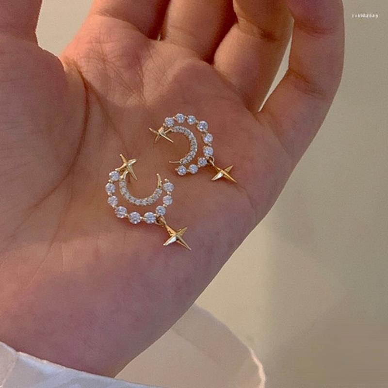 

Dangle Earrings U-Magical Temperament Fairy Metal Moon Star Earring For Women Trendy Rhinestones Hollow Gold Jewelry Pendientes