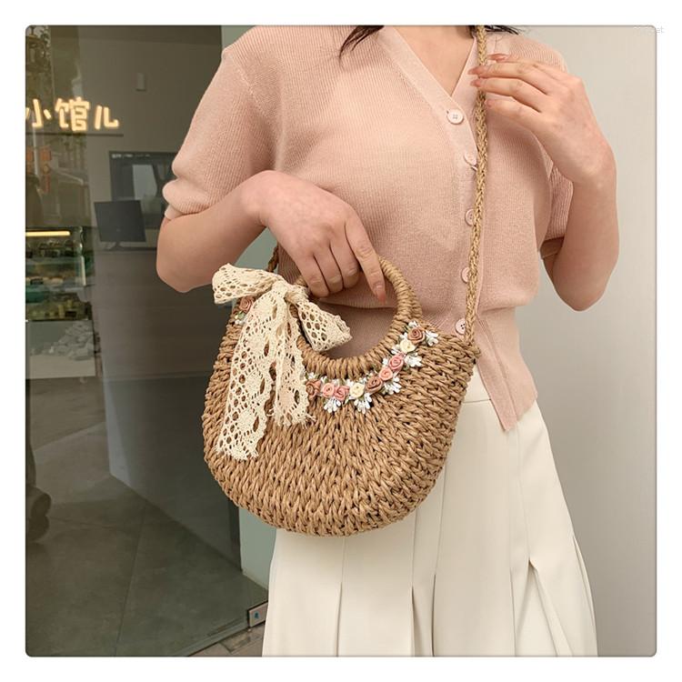 

Shoulder Bags Women Straw Summer Weave Crossbody Bag Beach Satchel, White