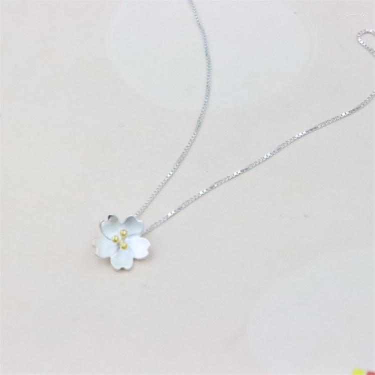 

Chains ZFSILVER 925 Sterling Silver Fashion Double Color Flower Necklace For Women Party Wedding Trendy Lovely Chram Jewelry Girl