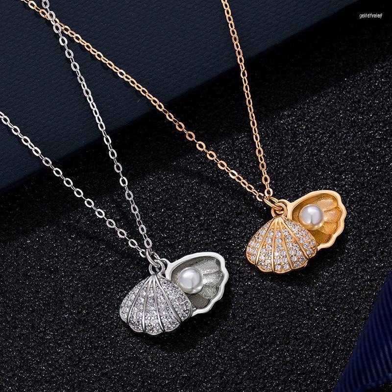 

Pendant Necklaces Creative Shell Pearl Necklace For Women Inlaid White Zircon Party Birthday Gift Charm Jewelry Collar De MujerPendant Gord2