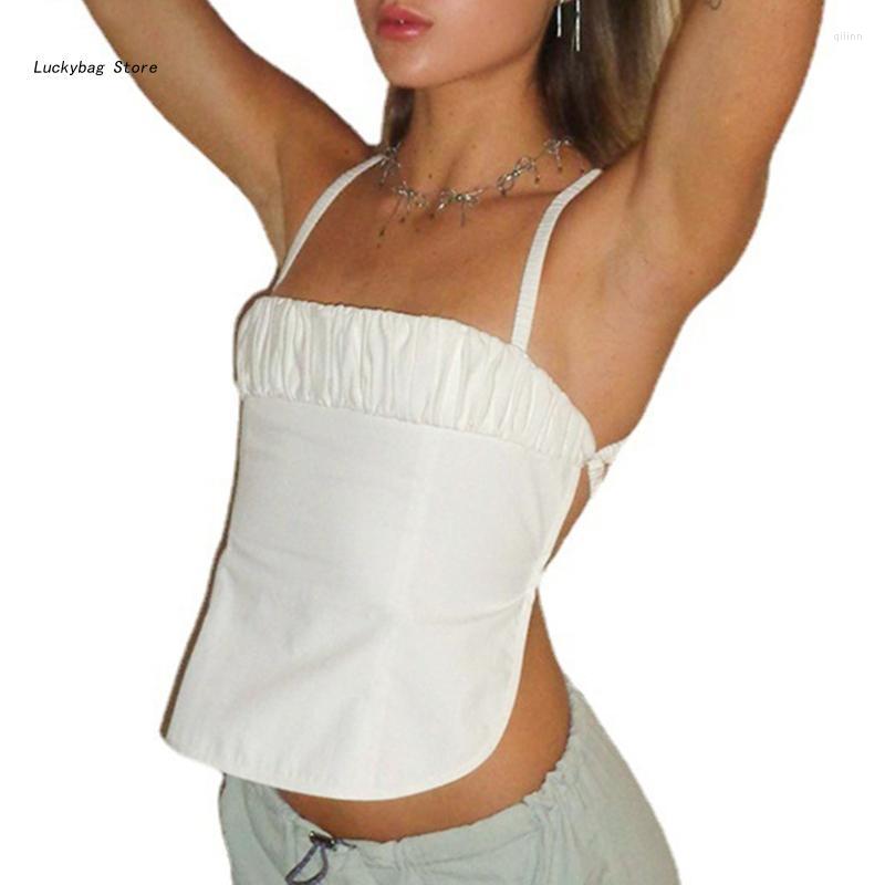 

Women's Tanks Women Strappy Crisscross Backless Camisole Sleeveless Lace-Up Back Bandeau Vest
